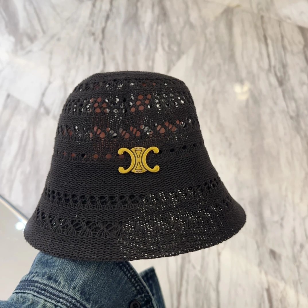 Celine Hat Brand logo Fisherman Hat Casual Sun Protection UV Protection Plain Face Covering Sun Hat Outdoor Versatile Flat Top Bucket Hat