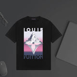 Louis Vuitton LV T-shirt Snow Mountain Four-Leaf Flower Print on the Chest logo round Neck Short Sleeve25ss New Pure Cotton Unisex Style T T-shirt OS Loose Fit Base Shirt Top Half Sleeve T-Shirt