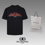 Balenciaga T-shirt Chest Letter Pattern Print logo round Neck Short Sleeve25ss New Pure Cotton Unisex Style T Casual T-Shirt Base Layer Shirt OS Loose Fit Half Sleeve Top Plus Size