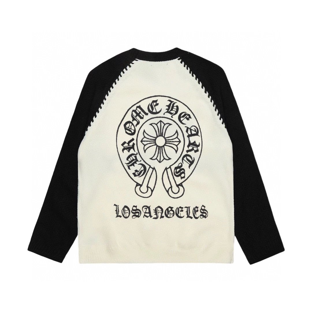 Chrome Hearts Sweater Top Version Early Autumn New Color Matching Horseshoe Embroidery Sweater Long Sleeve