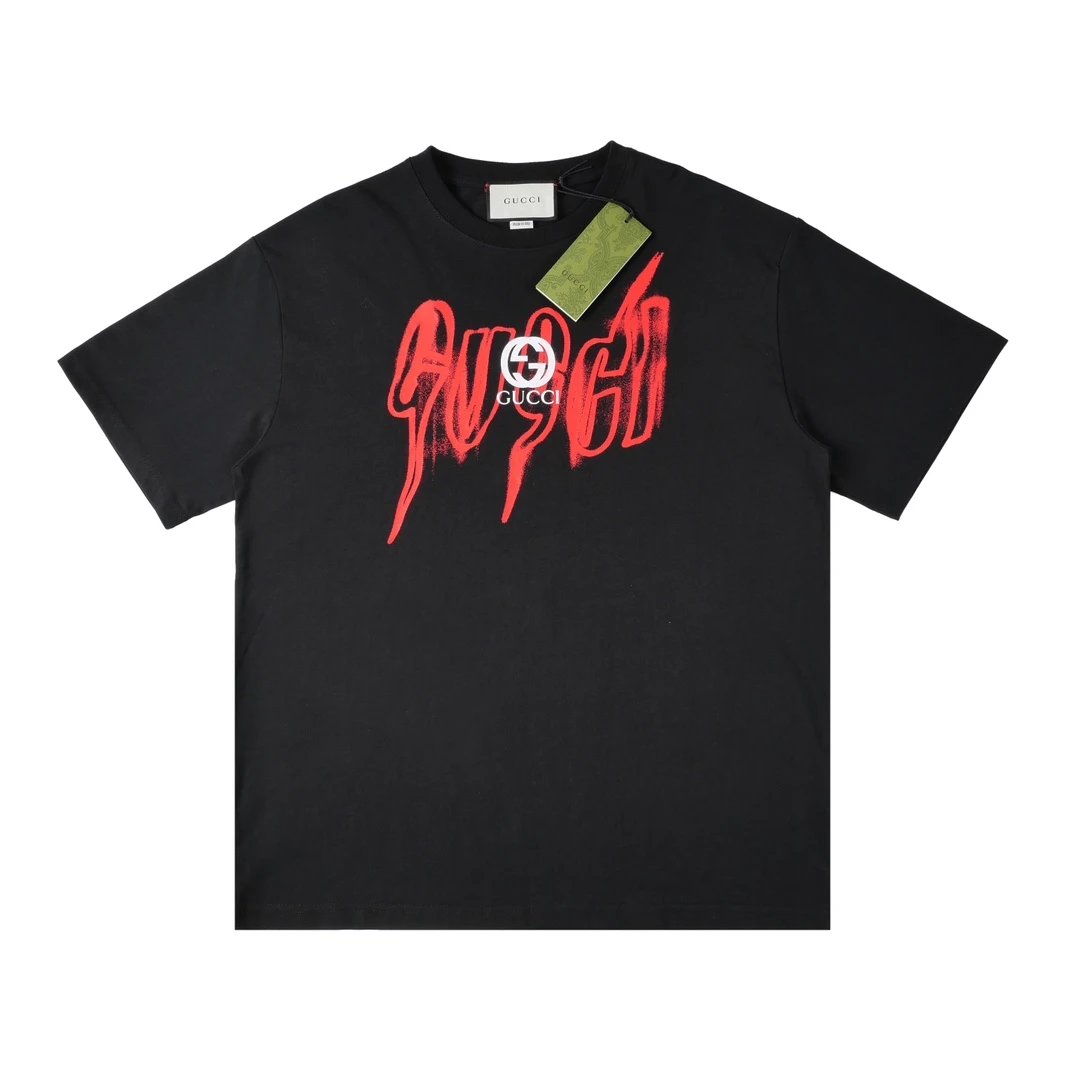 Gucci T-shirt Front Chest Blade Pattern Print logo round Neck Short Sleeve25ss New pure cotton T Unisex T-Shirt OS Loose Fit Base Shirt Top Half Sleeve T-Shirt