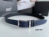 Montblanc Belt Top version Business Casual Belt Belt High Quality Double-Sided Head Layer Cowhide with Steel Buckle Men's Leather Belt Fashion All-Match Business Belt Double-Sided Available3.5