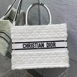 Dior Women's Bag Top version 【New Arrivals】22Lady Nian Booktote Handbag New Lamb Wool Velvet Rhombus Shopping Bag Large Capacity Totes Plush Hand-Carrying Bag Women's Bag