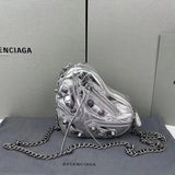 Balenciaga Bag Top version gαArenaLeCagoIe Rivet Heart Bag Motorcycle Bag Sheepskin Shoulder Crossbody Chain Bag Coin Purse Lipstick Pack Paris New Heart Bag