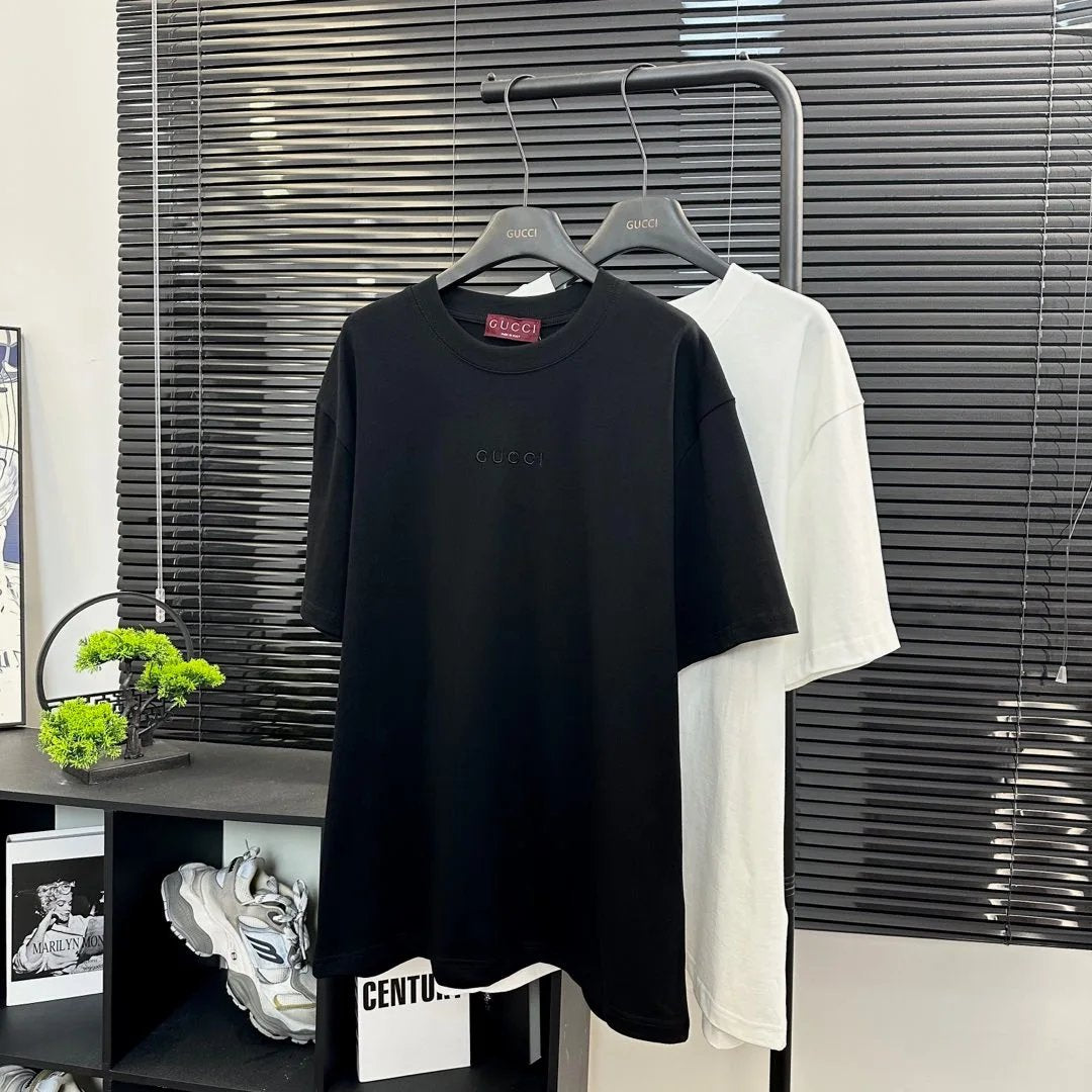 Gucci T-shirt Small Letter Chest Embroidery logo round Neck Short Sleeve25ss New pure cotton T Unisex T-Shirt OS Loose Fit Base Shirt Top Half Sleeve T-Shirt