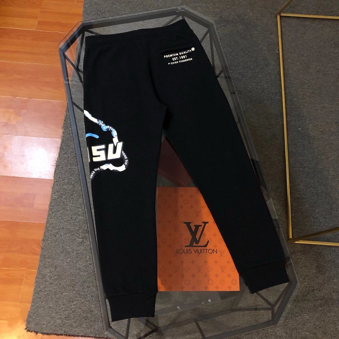 Evisu Sweatpants Top Version Counter Same Style Cotton Sweat Pants Same Style for Men and Women Loose Fashion Brand2024Versatile Casual Pants Sports Trousers