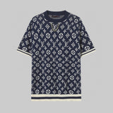 Louis Vuitton LV T-shirt Full Print Jacquard Chain logo round Neck Short Sleeve25ss New Pure Cotton Unisex Style T T-shirt OS Loose Fit Base Shirt Top Half Sleeve T-Shirt