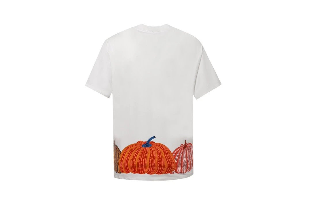 Louis Vuitton LV T-shirt Grass Asking Yayoi Series Pumpkin Print Round Neck Short Sleeve Pure Cotton T Unisex T-Shirt OS Loose Fit Base Shirt Summer New Casual Simple T-Shirt
