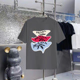 PRADA T-shirt Chest Brand Print logo round Neck Short Sleeve25ss New Pure Cotton Unisex Style T T-shirt OS Loose Fit Base Shirt Half Sleeve T-Shirt Top Half Sleeve
