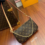 Louis Vuitton LV Women's Bag Top version Mid-Ancient Presbyopic Mahjong Bag Zipper Style Small Shoulder Bag Underarm Bag Coin Purse Hand Bag Handbag Shoulder Bag Messenger Bag Women's Bag Women's Bag M40712M82766M80349M58009New Purple Printing Matcha Gree