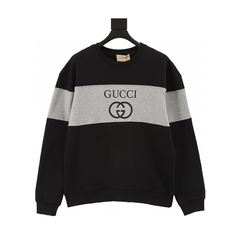 Gucci Hoodie Letter Color Matching Couple Style Crew Neck Pullover Sweatshirt Same Style for Men and Women