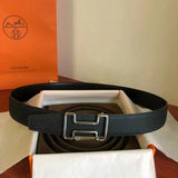 Hermes Belt Top version New High Quality Belt Waist Belt Men's and Women's Leather Smooth Buckle Business Casual h Belt