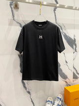 Balenciaga T-shirt Collaboration Brand Small Letters LOGO Embroidered Logo Crew Neck Short Sleeve Pure Cotton Unisex T T-shirt OS Loose Fit T-Shirt Casual Simple Base Shirt
