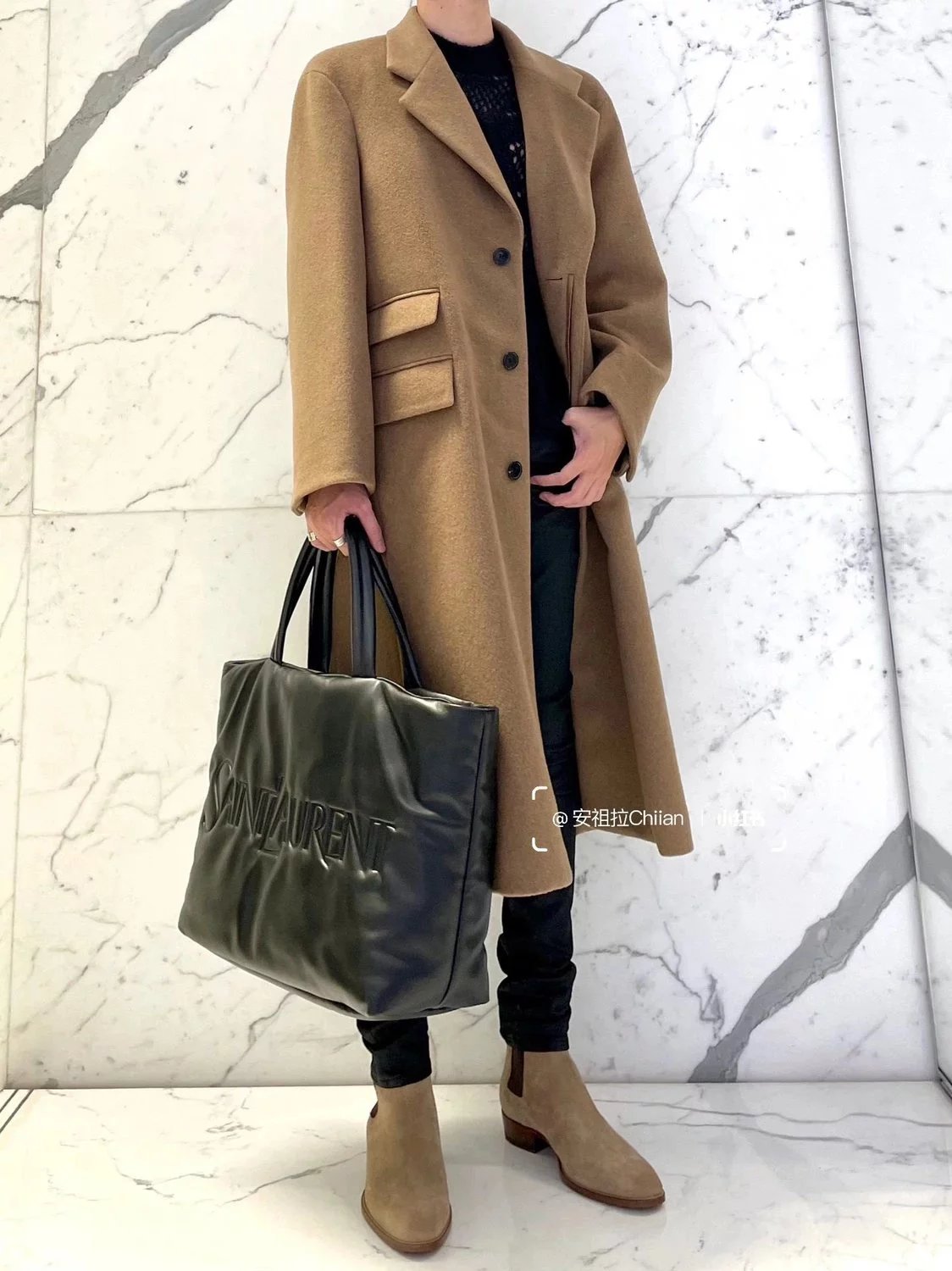 YSL Women's Bag Top version 【The Highest Version of Overseas Original Factory】23Autumn and Winter New Napa Lambskin Tote Tote Bag New Sheepskin Tote Shopping Bag Women's Bag Large-Capacity Backpack Mummy Bag Commuter Bag New Men's Tote Bag Front logo Lett