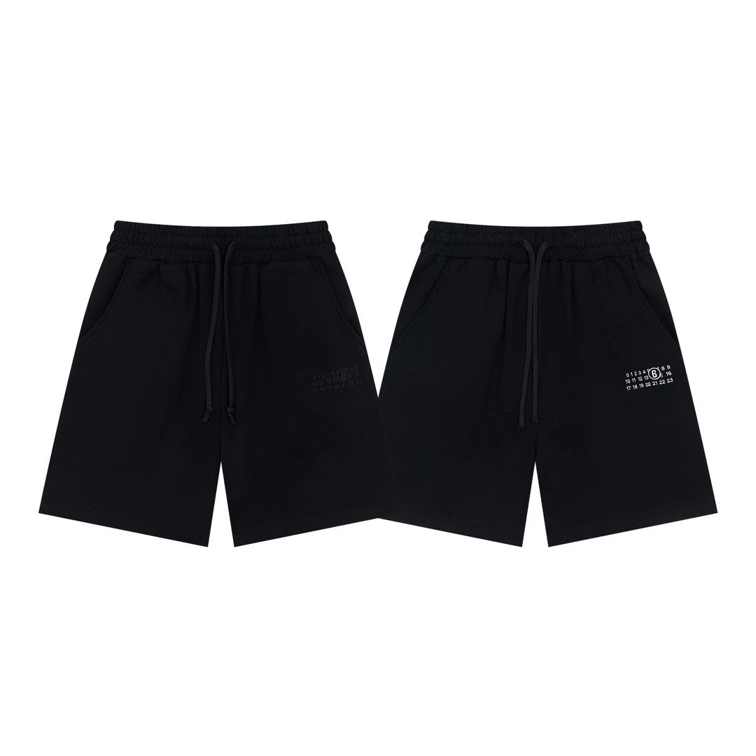 Maison Margiela Shorts Digital Calendar Embroidery Looped Pile Shorts Fifth Pants Drawstring Heavy American Casual Summer Pants5Two-in-One Casual Sweatpants for Men and Women
