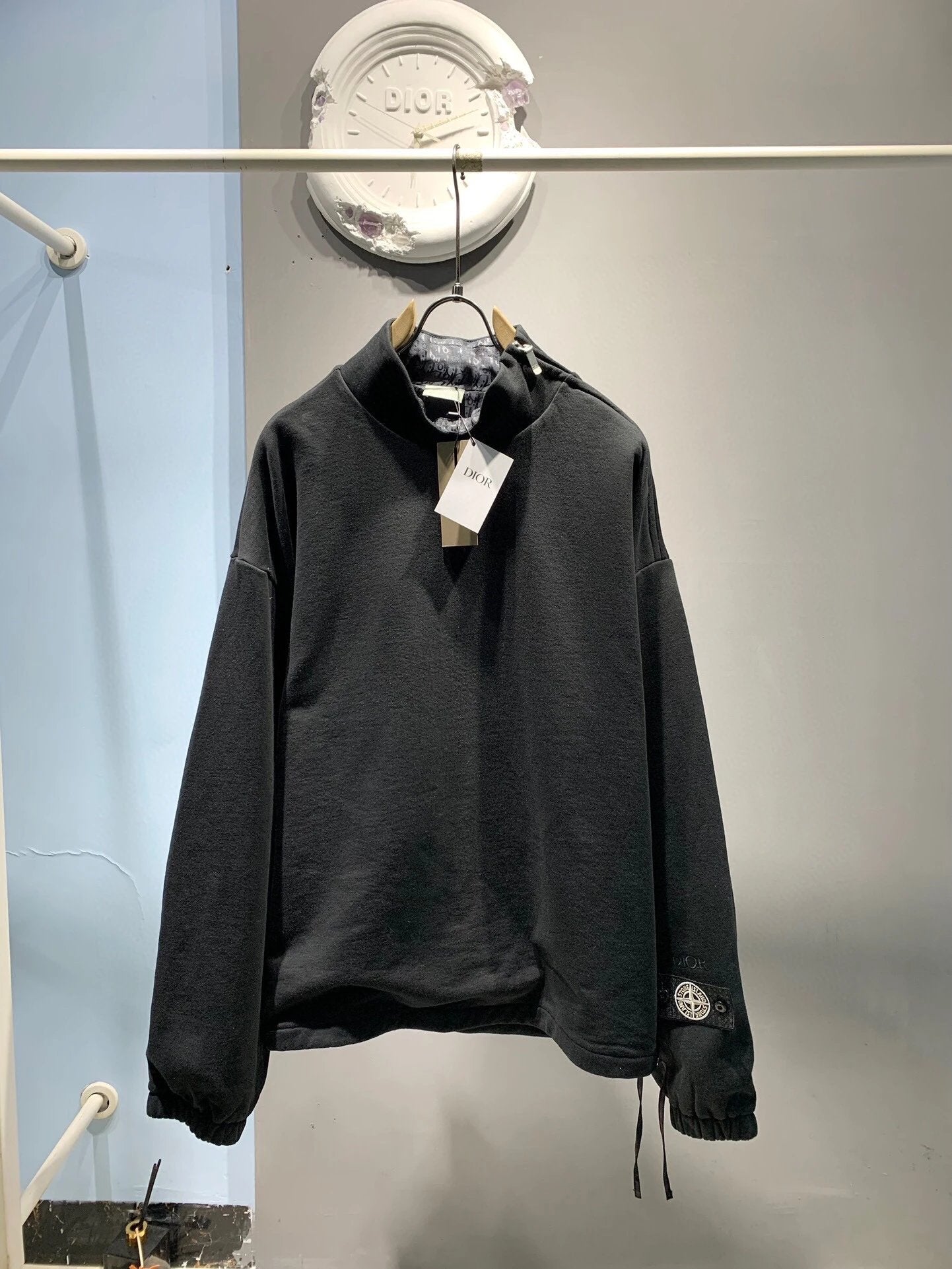 Dior Hoodie Collaboration Mid-Neck Side Zipper Sweatshirt Long Sleeve Base Shirt Jacket Top Fashion Unisex Sports Casual Loose Versatile Autumn Winter New Arrival