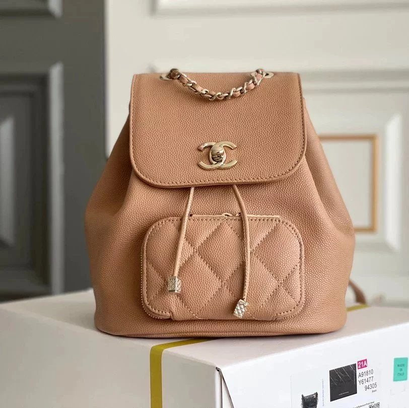 Chanel Backpack Bag Top version 【Original Factory**】New Lychee Leather Backpackage Affinity22B Latest Drawstring Backpack Recommended Women's Handbag Shoulder Bag Backpack