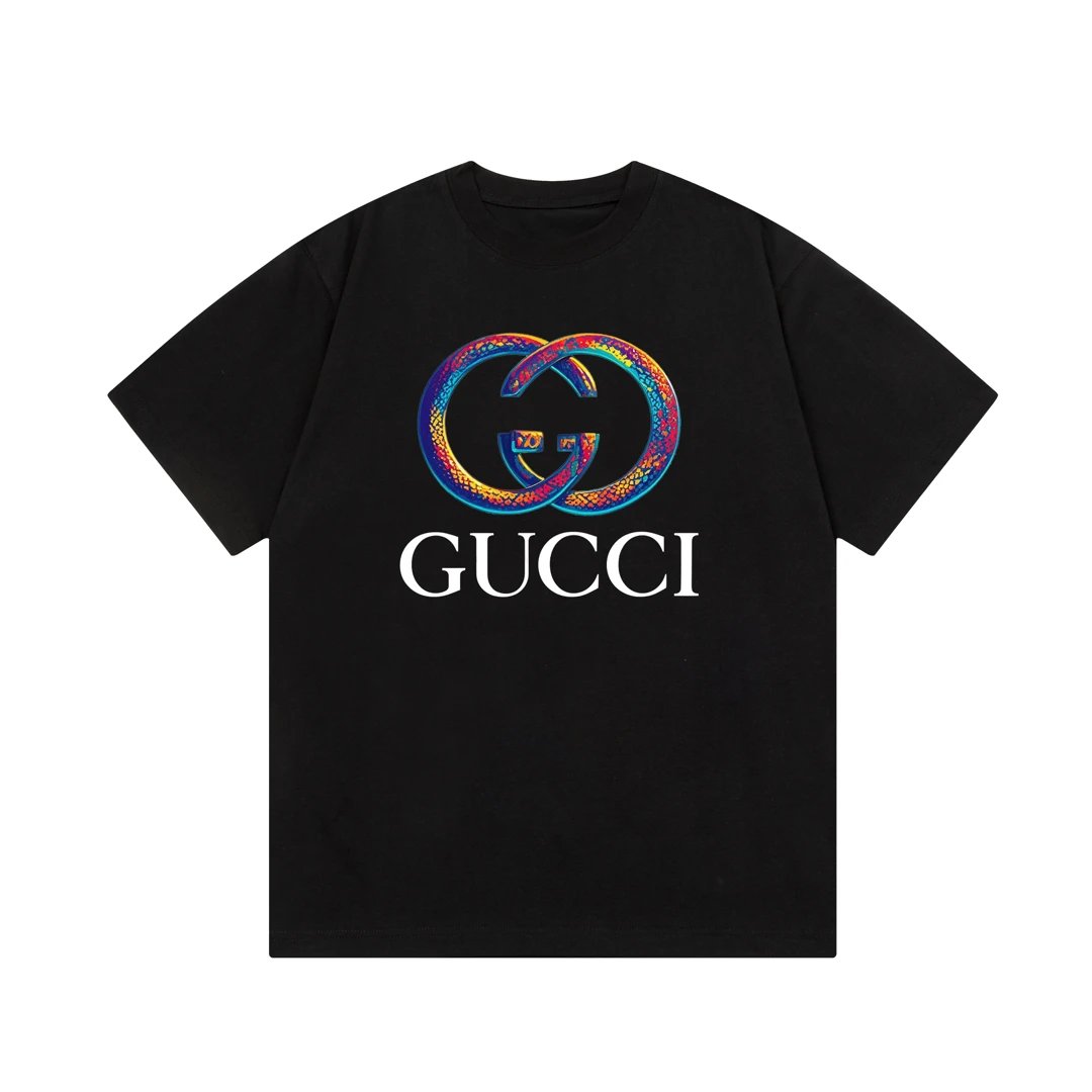 Gucci T-shirt Snake Print Double G Letter Printing logo round Neck Short Sleeve25ss New pure cotton T Unisex T-Shirt OS Loose Fit Base Shirt Top Half Sleeve T-Shirt