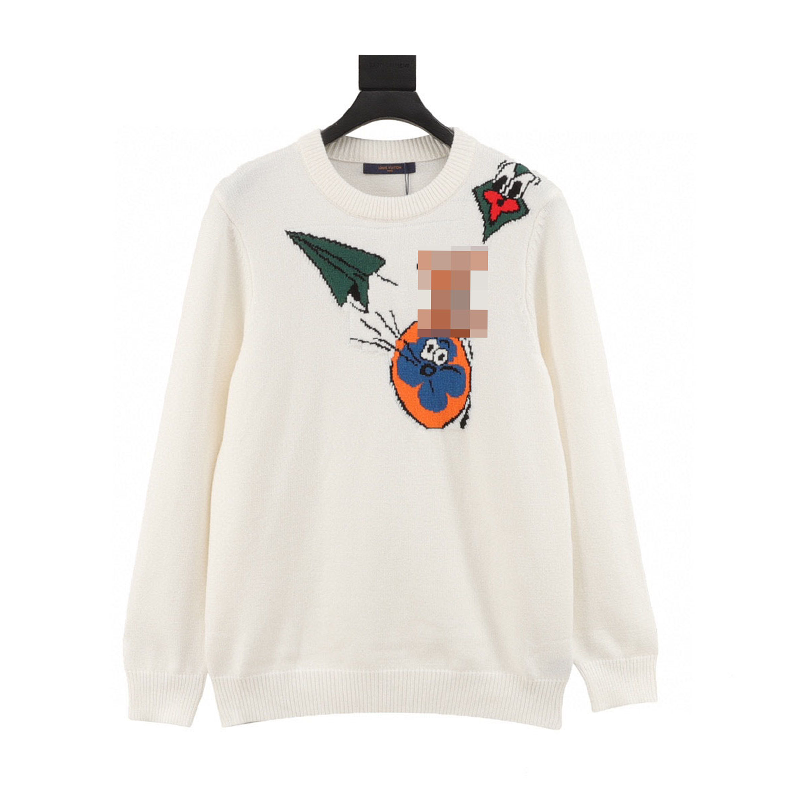 Louis Vuitton LV Sweater Children's Fun Paper Plane Knitted Jacquard Crew Neck Pullover Sweater Knitwear for Men and Women