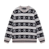 Amiri Sweater Casual Loose Round Neck Pullover Knit Sweater os Classic style logo Embroidered Jacquard Seahorse Wool Sweater Unisex Inner Layer24ss Autumn and Winter New Products