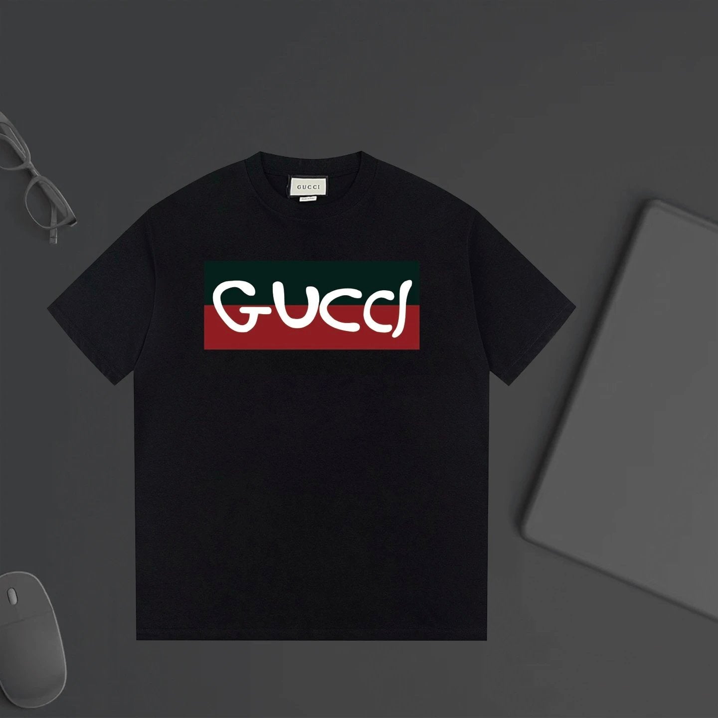 Gucci T-shirt Chest Letter Print logo round Neck Short Sleeve25ss New Pure Cotton Unisex Style T Casual T-Shirt Base Layer Shirt OS Loose Fit Half Sleeve Top Plus Size