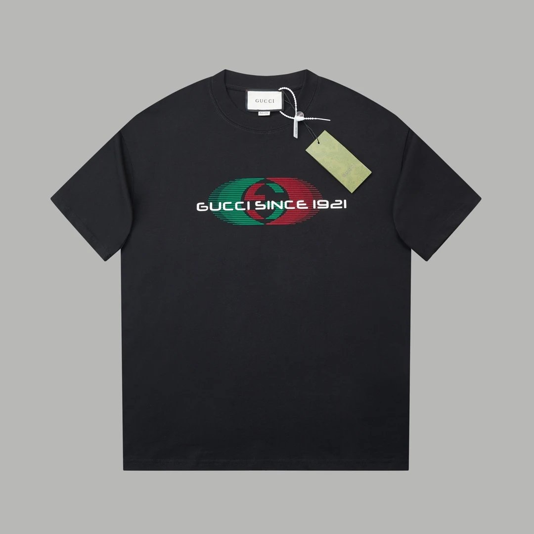 Gucci T-shirt Classic red and green G Wow Glue Thick Board logo round Neck Short Sleeve25ss New Pure Cotton Unisex T-Shirt T T-shirt OS Loose Fit Base Shirt Top with Half Sleeves