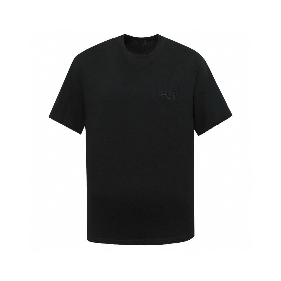 Louis Vuitton LV T-shirt Appliqué Embroidery Logo logo round Neck Short Sleeve25ss New Pure Cotton Unisex Style T T-shirt OS Loose Fit Base Shirt Short Sleeve T-Shirt Top