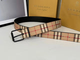 Burberry Belt Top version 【Full Package】New Men's Leather Belt Width3.5cm Double-Sided Imported First Layer Calfskin Full Grain Leather Genuine Goods Quality Original Factory Pin Buckle Letters Rotating Buckle Counter Full Set Gift Box Packaging B Home Be