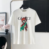 Gucci T-shirt Colorful Printed Bear Chest Backpack Logo Logo Crew Neck Short Sleeve25ss New pure cotton T Unisex T-Shirt OS Loose Fit Base Shirt Top Half Sleeve T-Shirt