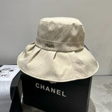 PRADA Hat Letter Stickers logo Fisherman Hat Casual Sun Protection UV Protection Plain Face Covering Sun Hat Outdoor Versatile Flat Top Bucket Hat