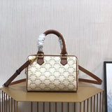 Celine women's bag Top version Boston Bag Handbag Women's Bag Boston Pillow Bag Shoulder Messenger Bag Handbag TRIOMPHECANVAS Logo Print and Cow Leather Boston Bag
