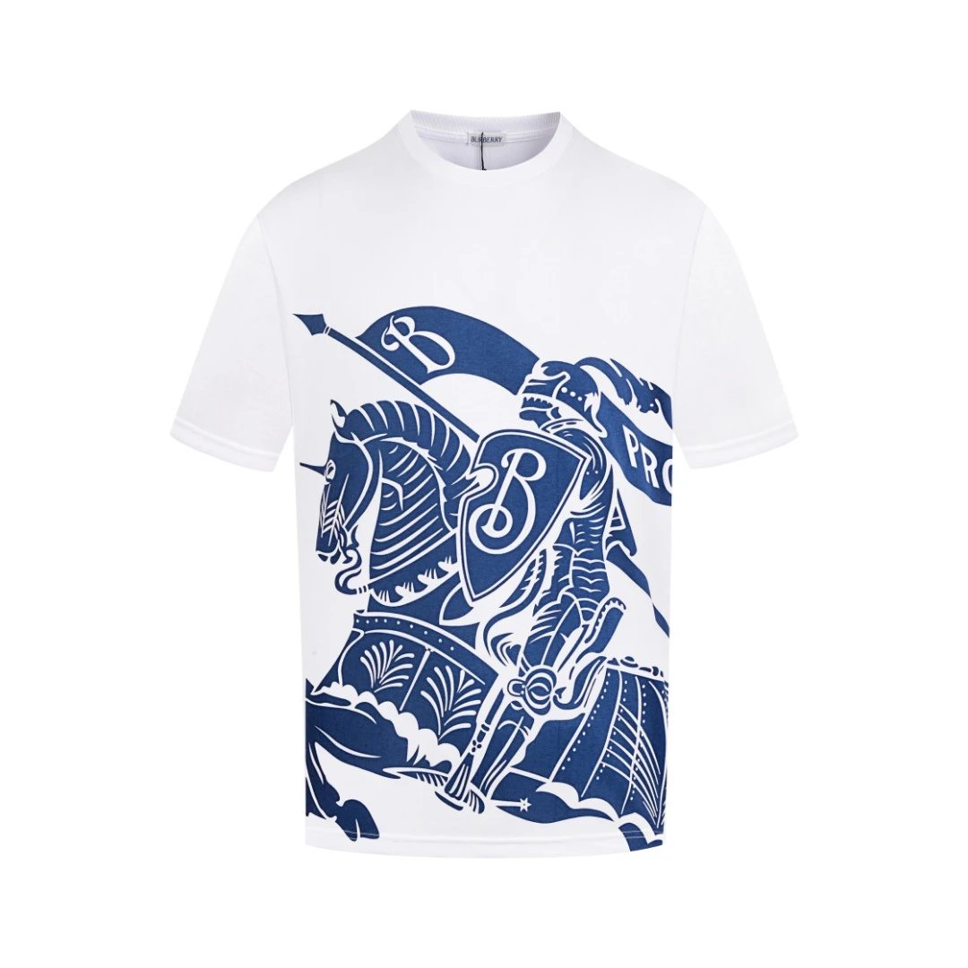 Burberry T-shirt Chest Plaid Pattern Print logo round Neck Short Sleeve25ss New Pure Cotton Unisex Style T T-shirt OS Loose Fit Base Shirt Top Half Sleeve T-Shirt