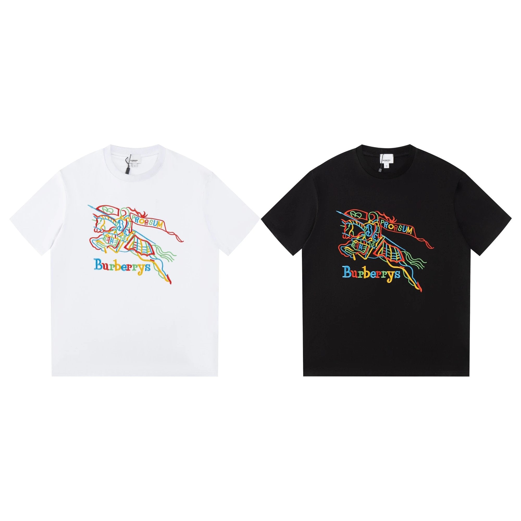 Burberry T-shirt Embroidery on the chest logo round Neck Short Sleeve25ss New Pure Cotton Unisex Style T Casual T-Shirt Base Layer Shirt OS Loose Fit Half Sleeve Top Plus Size