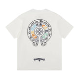 Chrome Hearts T-shirt Horseshoe Sanskrit Script Print logo round Neck Short Sleeve25ss New Pure Cotton Unisex Style T T-shirt OS Loose Fit Base Shirt Half Sleeve T-Shirt Top Half Sleeve