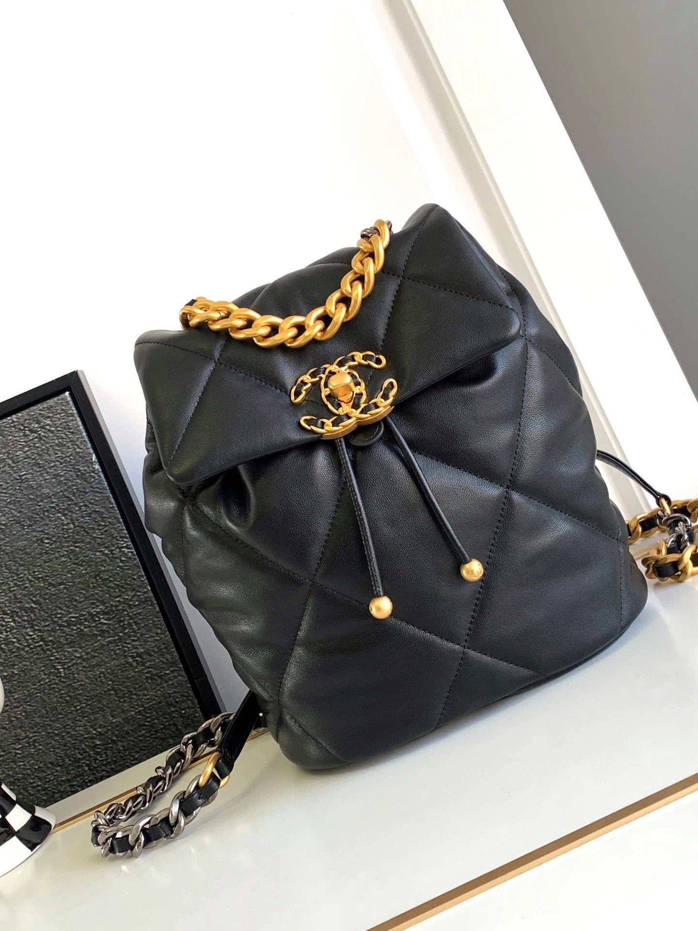 Chanel Backpack Bag Top version 【Super Genuine Goods Leather】24C Latest19Handbag Series Backpack24c New19bag Backpack Women's Small Backpack School Bag Backpack AS4223