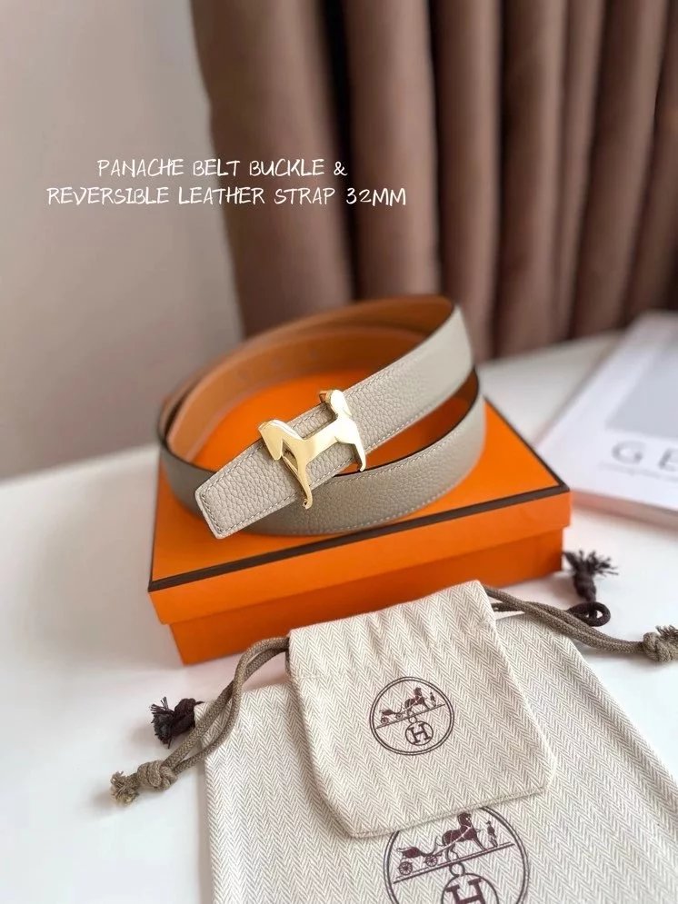 Hermes Belt Top version 【New products in stock】High Quality Genuine Leather Belt Business Casual Men and Women H Buckle Belt Double-Sided Available Pant Belt32mm