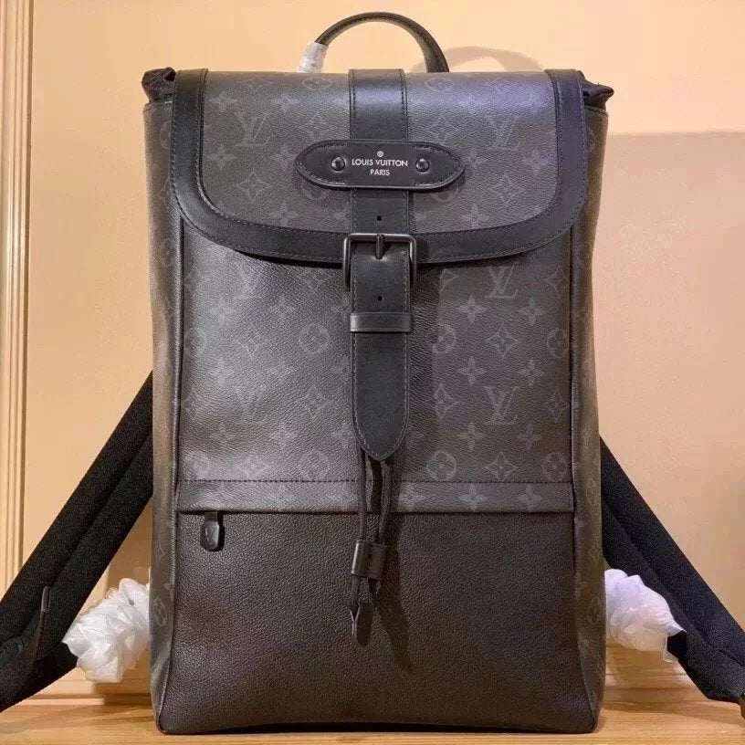 Louis Vuitton LV Backpack Top version M459132022New Men's Black Flower SAUMUR Backpack Men's Backpack Schoolbag Computer Bag Men's Hiking Backpack Luggage Bag Travel Bag Sports Bag