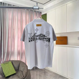 Louis Vuitton LV T-shirt Chest Print lgoo Round neck short-sleeve pure cotton T T-shirt ins Unisex Simple Summer New Casual Base Shirt B Home T-shirt