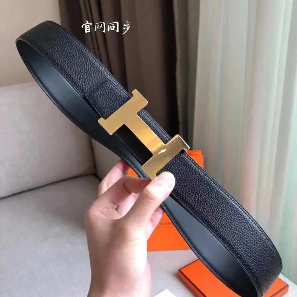 Hermes Belt Top version New High Quality Imported Calfskin Business Belt H Letter Buckle Casual Versatile Double-Sided Belt Pant Belt