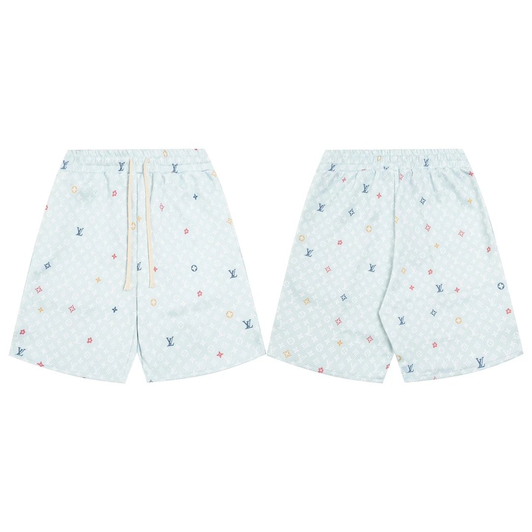 Louis Vuitton LV Shorts Full Body Painted Old Flower Full Print logo Five-point Shorts25ss New Drawstring Casual Summer Pants American Style5Two-in-One Casual Sweatpants for Men and Women, Pure Cotton Joggers