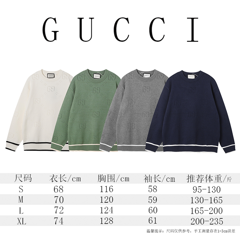 Gucci Sweater Jacquard Full Letter Hollow Knit Sweater Round Neck Loose Fit Unisex Coat