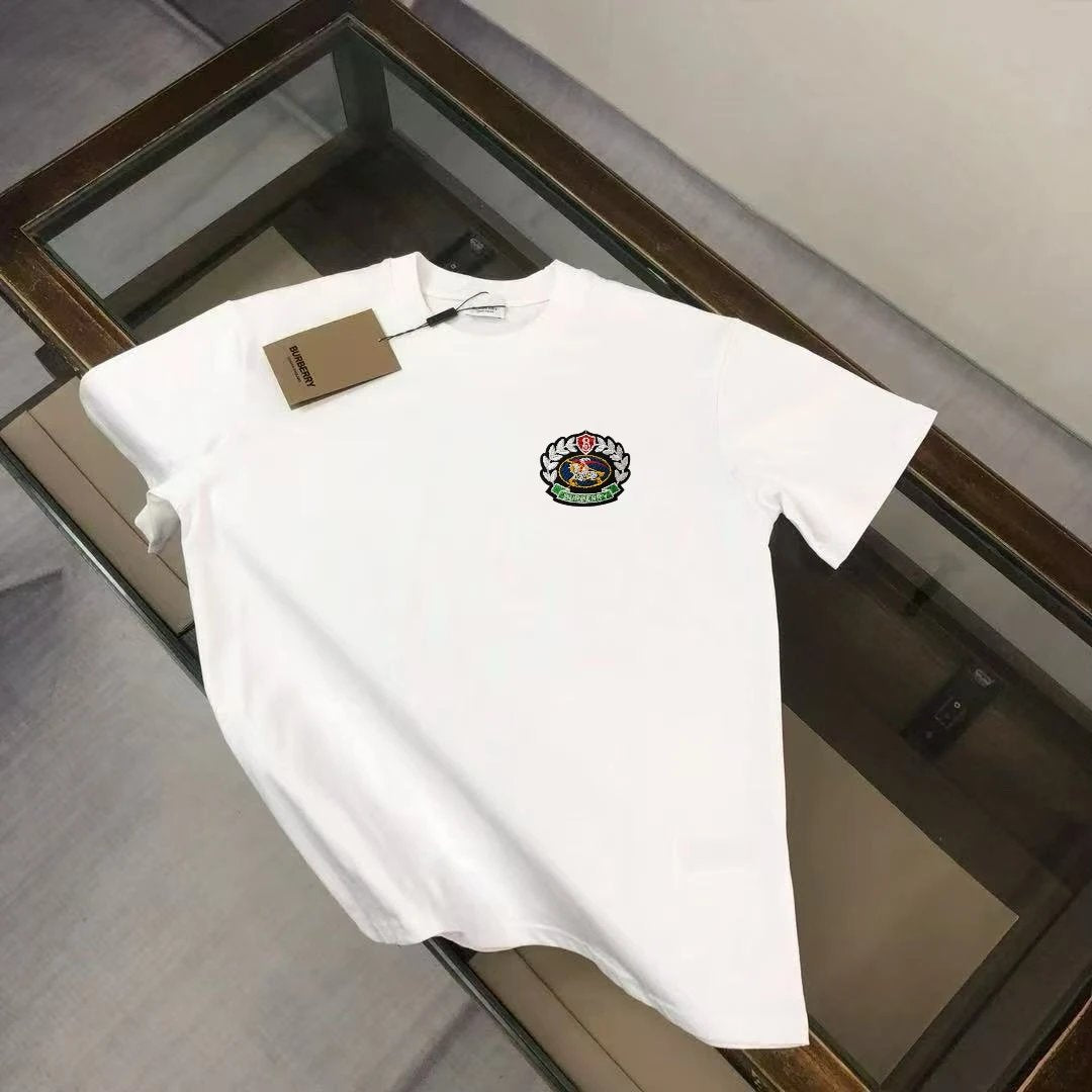 Burberry T-shirt Chest Wheat Knight Embroidery logo round Neck Short Sleeve25ss New Pure Cotton Unisex Style T Casual T-Shirt Base Layer Shirt OS Loose Fit Half Sleeve Top Plus Size