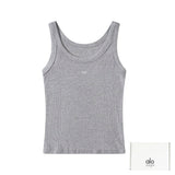 Alo Yoga T-shirt Chest Small Logo Print logo Sleeveless Short Sleeve Sleeveless Vest25ss New Pure Cotton Women's Style T T-shirt OS Loose Fit Base Shirt Top Half Sleeve T-Shirt
