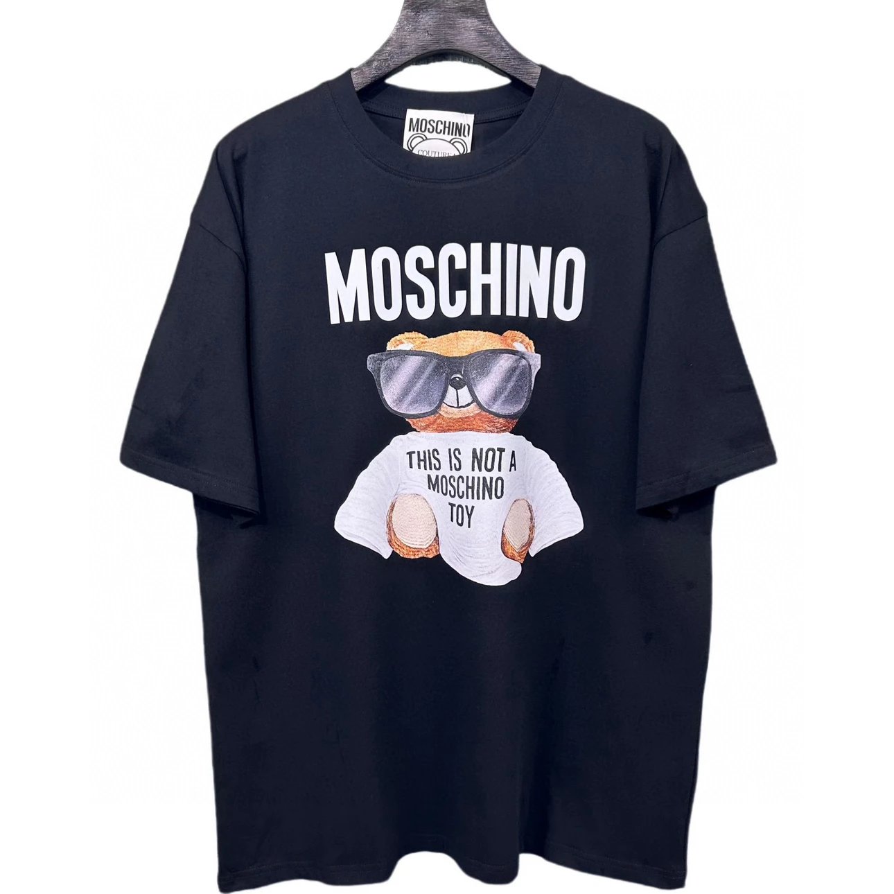 Moschino T-shirt Top Version Counter Same Style Pure Cotton Summer Men's and Women's Same Fashion Loose All-Matching2024New Short Sleeve T T-shirt