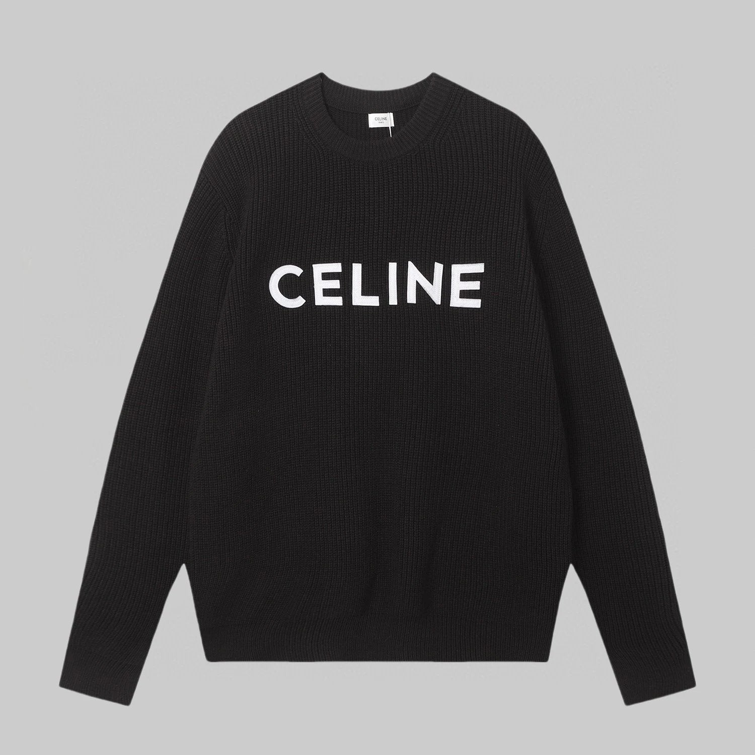Celine Sweater Letter patch embroidery done logo Round Neck Sweater Long Sleeve Pullover Unisex Thickened OS Loose Fit Top Versatile Casual Jacket Lazy Style