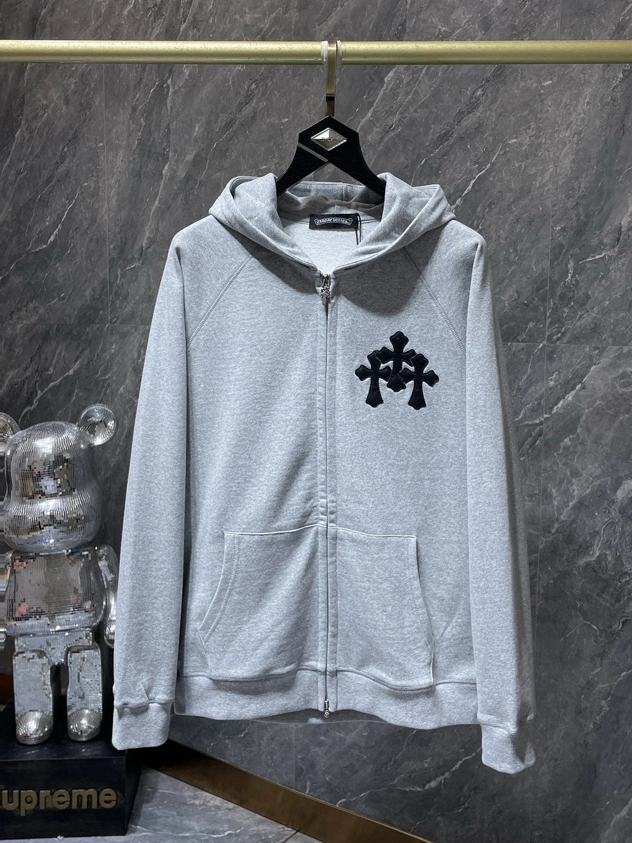 Chrome Hearts Hoodie Top Version Zipper Coat Counter Same Style Heavy New Casual Hooded Sweater Versatile Loose Hoodie Trendy Pure Cotton