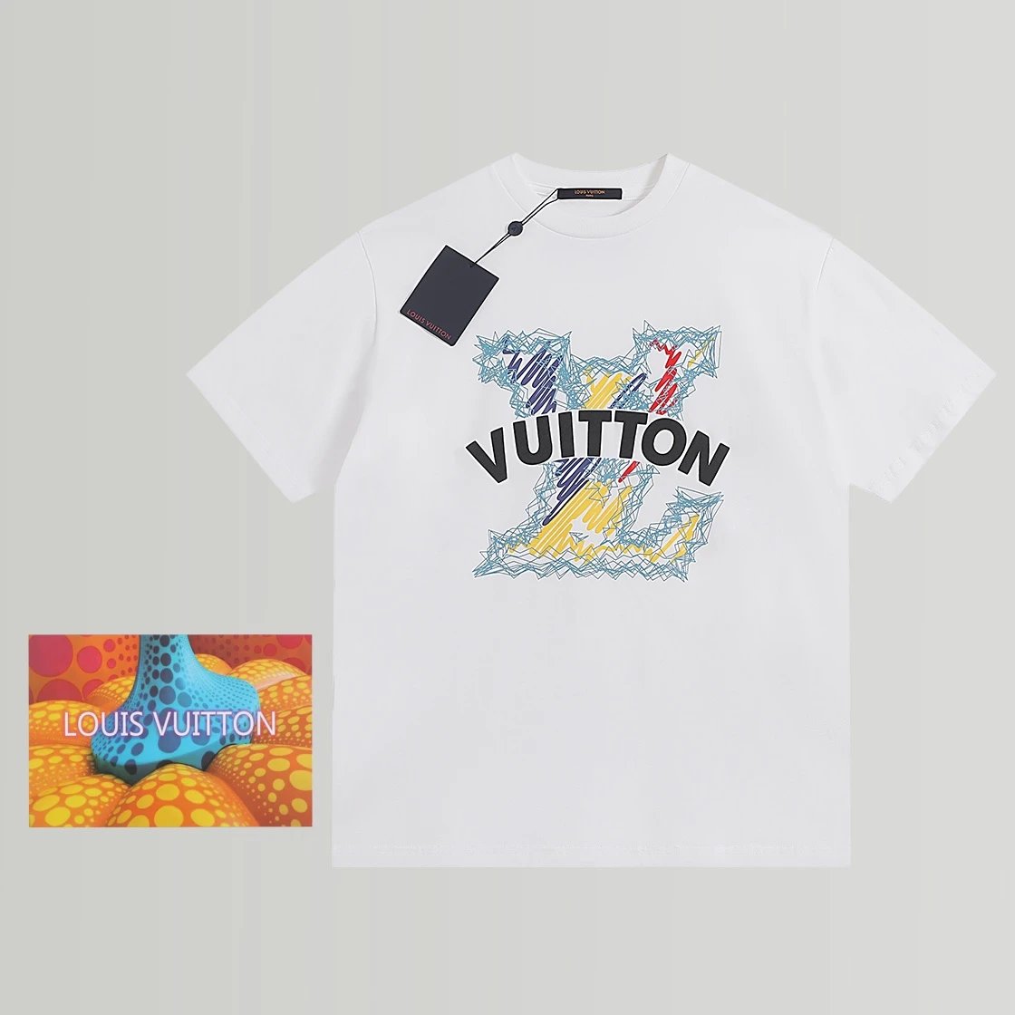 Louis Vuitton LV T-shirt Large Chest Line Letter Print logo round Neck Short Sleeve25ss New pure cotton T Unisex T-Shirt OS Drop Shoulder Loose Fit Base Shirt Top T-Shirt Short Sleeve