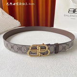 Balenciaga Belt Top version In Stock New Presbyopic B Buckle Men's Leather Belt Imported First Layer Cowhide Leather Belt Men's and Women's Belt All-Match Trouser Belt3.0Wide