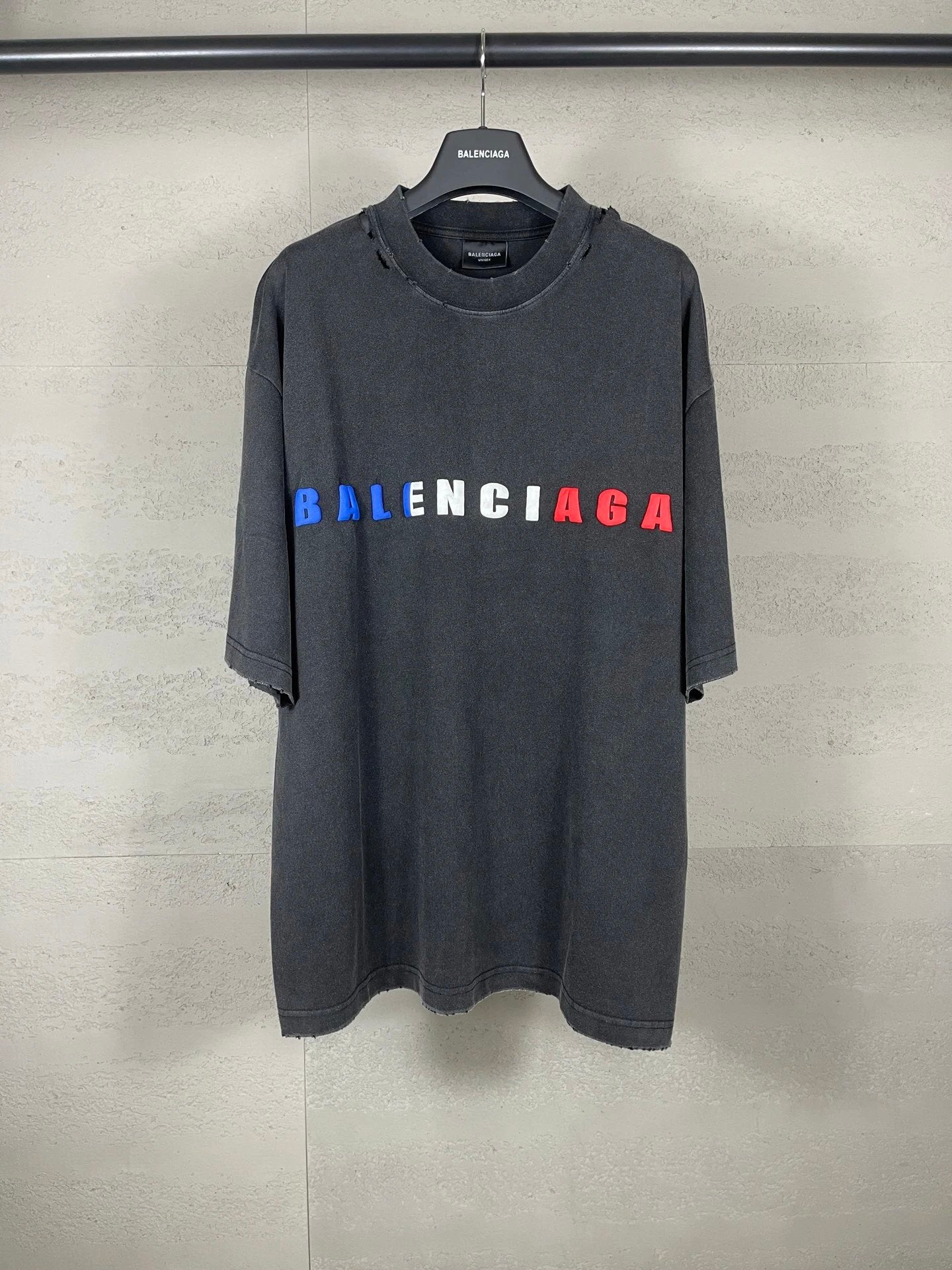 Balenciaga T-shirt Colorful English Letter Print on the Chest logo round Neck Short Sleeve25ss New Pure Cotton Unisex Style T T-shirt OS Loose Fit Base Shirt Half Sleeve T-Shirt Top Half Sleeve