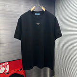 PRADA T-shirt Chest Triangle Logo logo round Neck Short Sleeve25ss New pure cotton T Unisex T-Shirt OS Loose Fit Base Shirt Top Half Sleeve T-Shirt